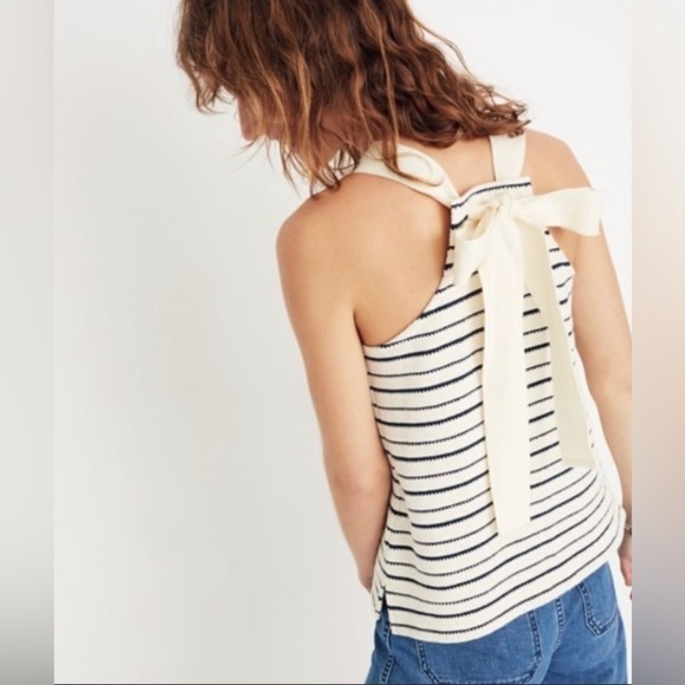 Madewell Camille strip tank navy and white XS